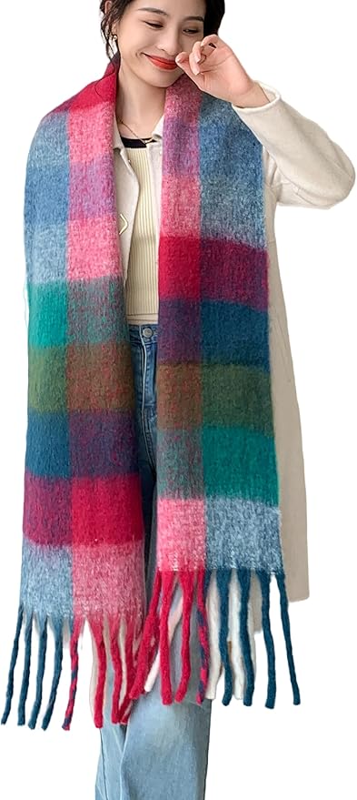 Wander Agio Winter Women Warm Scarf Long Shawl Large Scarves Cold Weather Thick Blanket Scarfs Colorful Plaid