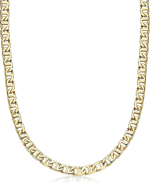 Metro Jewelry Stainless Steel Mariner Link Necklace for Men with Yellow Gold or Black Ion Plating 20 to 30 Inch Chain with Lobster Claw 10MM