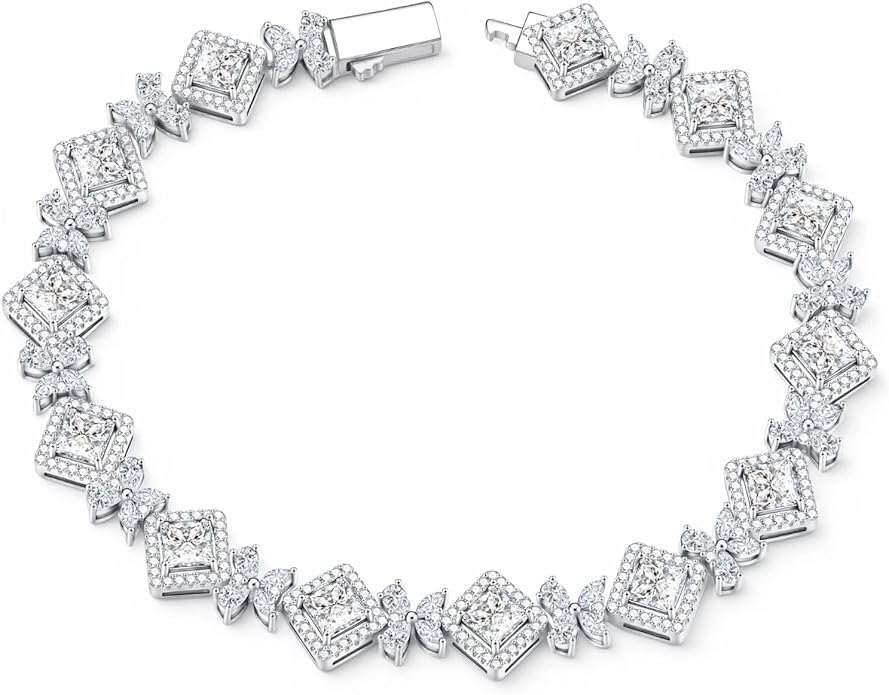 Iefil Tennis Bracelets for Women - 925 Sterling Silver Birthstone Tennis Bracelet, Anniversary Birthday Gifts, Birthstone Jewelry for Women Wife Mom Daughter