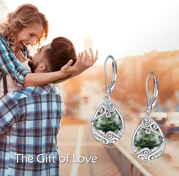 Moonstone Filigree Drop Dangle Teardrop Earrings 925 Sterling Silver Moonstone Leverback Earrings for Women Jewelry Gifts