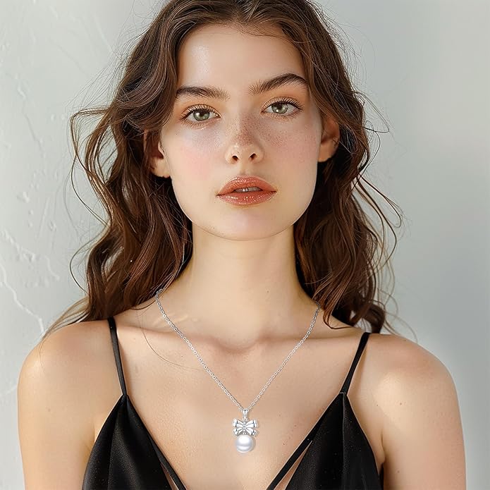 Sebina Pearl Pendant Necklace for Women,925 Sterling Silver Pendant Jewelry,Anniversary Christmas Birthday Valentines Gifts for Wife, Mom, Dauhter, Girlfriend,Her