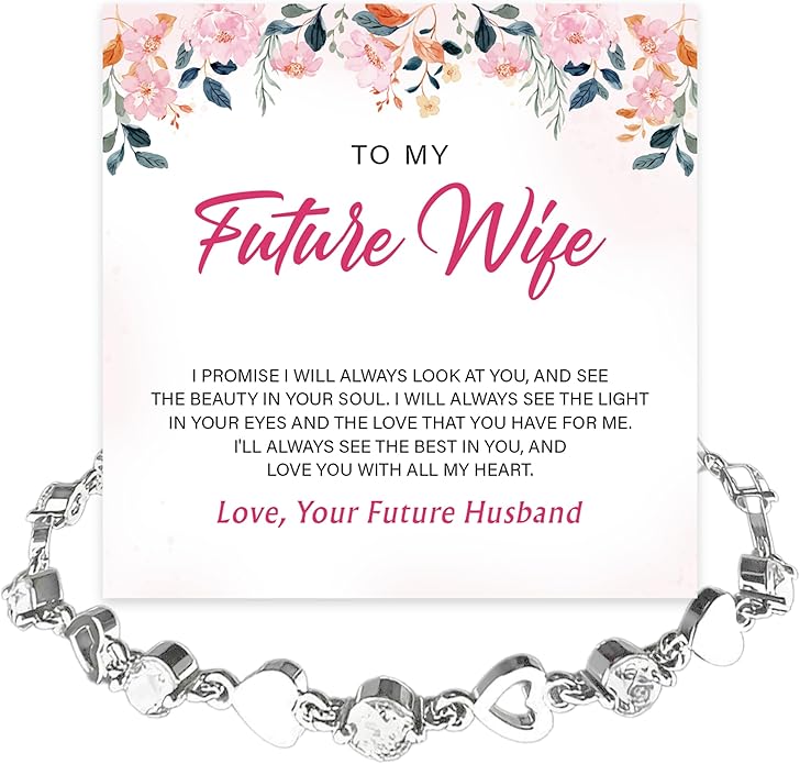 To My Future Wife Crystal Heart Bracelet Gift From Future Husband, Beautiful Jewelry Birthday, Christmas, Valentine’s Day, Bracelet For Her With Heartfelt Message & Elegant Box