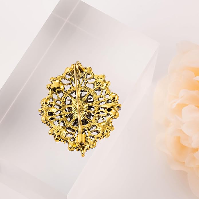 LAXPICOL Vintage Clear Austrian Crystal Brooch Pin for Women Elegant Wedding Bridal Brooches Broach Pin 1.69"*1.39"