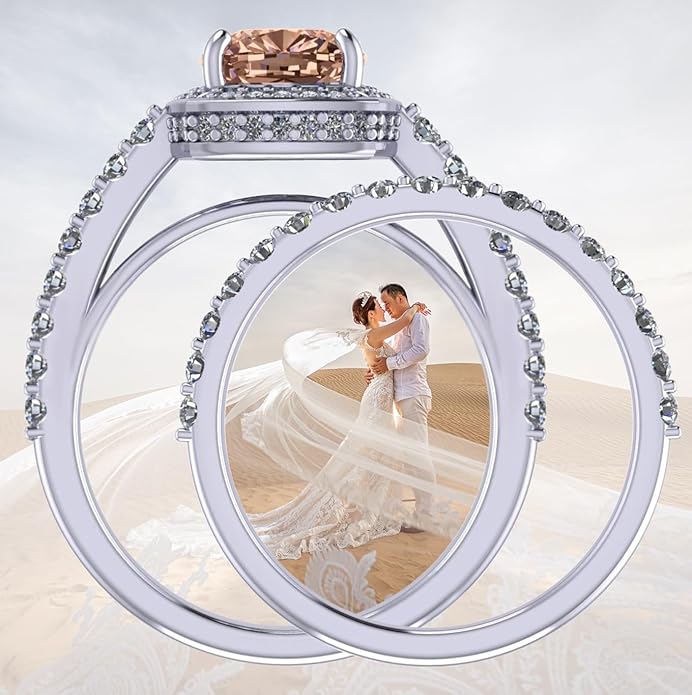 NANA Jewels Sterling Silver Engagement Rings for Women - Choose Simulated Morganite, Citrine, Aquamarine & More