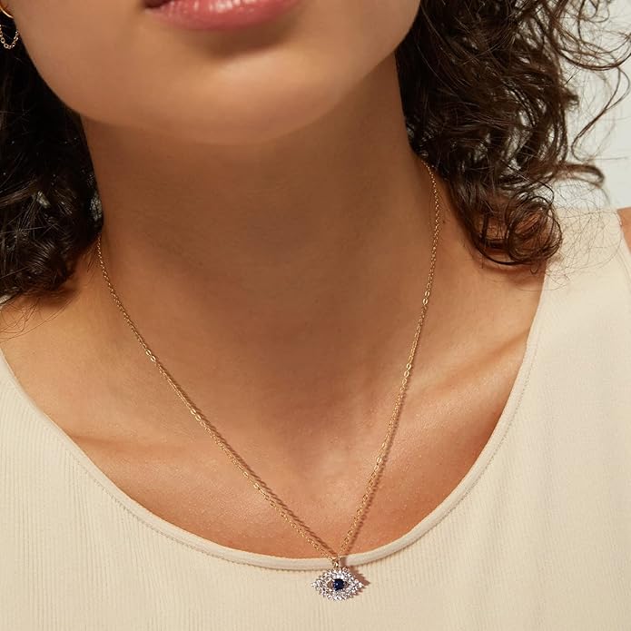 BENEIGE Gold Necklace for Women 14K Gold Plated Evil Eye Necklace Trendy Gold Pendant Necklace Jewelry For Women
