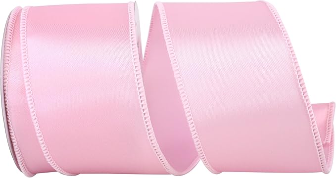 Reliant Ribbon 92575W-061-40F Satin Value Wired Edge Ribbon, 2-1/2 Inch X 10 Yards, Pink