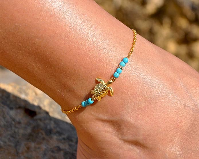 Starain 12Pcs Summer Beach Anklets for Women Waterproof Gold Silver Chain Ankle Bracelets Cute Women's Foot Anklet Set 7.9-10.5 inch Adjustable