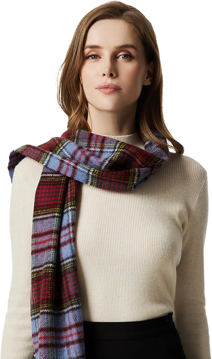 EURKEA 100% Cashmere 2025 Winter Scarf for Women Fringed Edges Warm & Soft Lightweight Solid/Plaid/Two-Tone Free Size