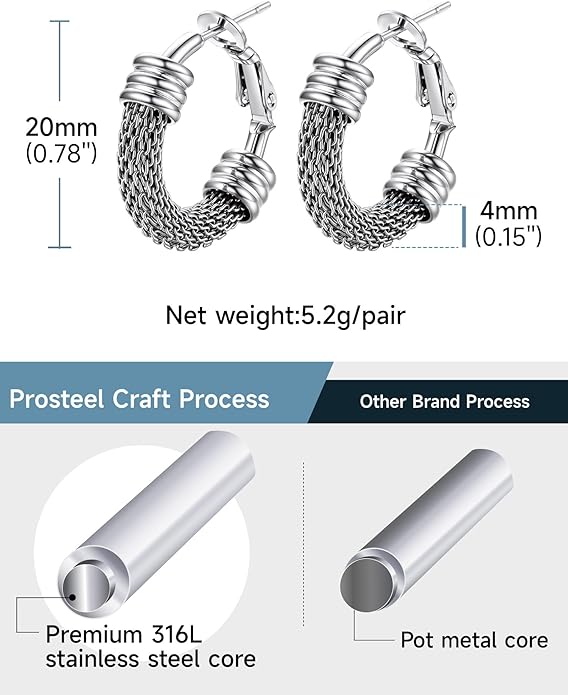 PROSTEEL 30/40/60/80/100mm Chunky Hoop Earrings For Women Gold Plated/Black Stainless Steel Hoops Earrings Statement Jewelry