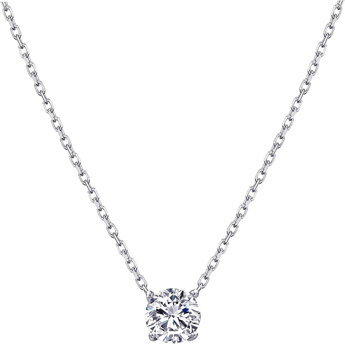 S.Leaf 18Karat Gold Plated Cubic Zirconia Necklace for Women S925 Sterling Silver 0.5/1/2cttw Dainty Crystal Cubic Zirconia Pendant Necklaces Best Friend Birthday Gifts for Women Trendy Sister Mom Wife Womens Her Friend Party