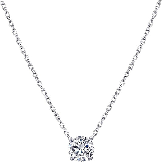 S.Leaf 18Karat Gold Plated Cubic Zirconia Necklace for Women S925 Sterling Silver 0.5/1/2cttw Dainty Crystal Cubic Zirconia Pendant Necklaces Best Friend Birthday Gifts for Women Trendy Sister Mom Wife Womens Her Friend Party