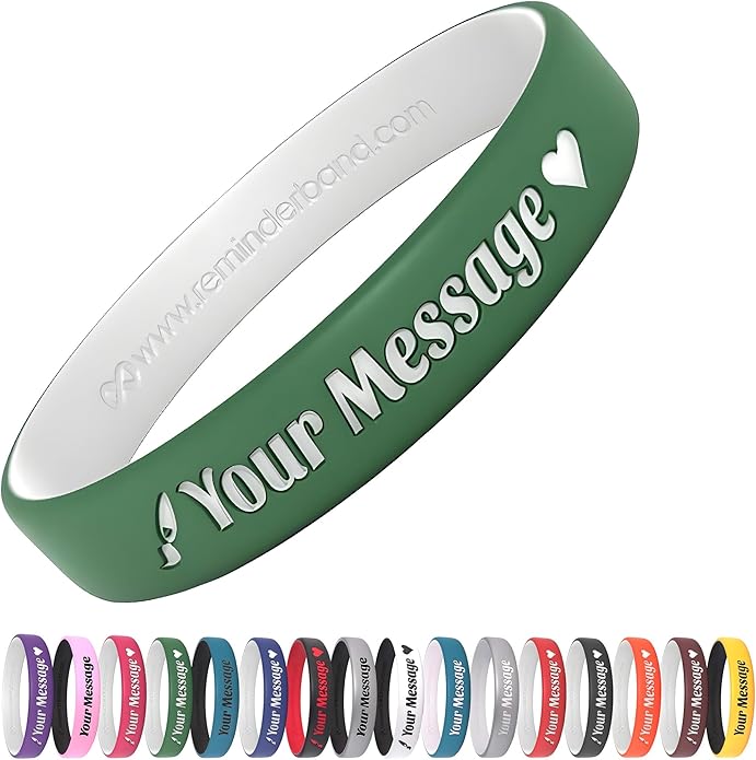 Reminderband Custom 100% Silicone Luxe Wristbands – Personalized Motivational Bracelets, Bulk Rubber Bands for Events, Fundraisers, Awareness, Gifts - Hypoallergenic Bands