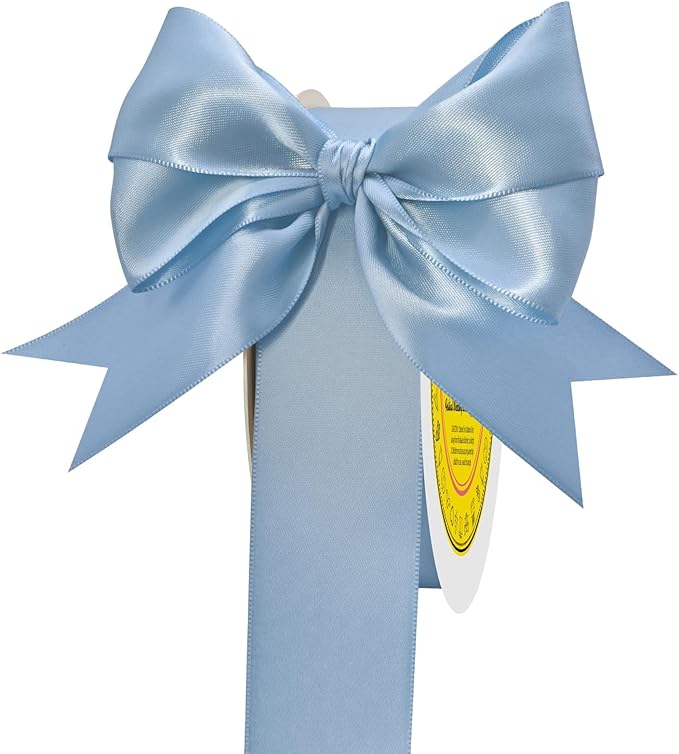 LEEQE Double Face Dusty Blue Satin Ribbon 1-1/2 inch X 50 Yards Polyester Dusty Blue Ribbon for Gift Wrapping Very Suitable for Weddings Party Hair Bow Invitation Decorations and More
