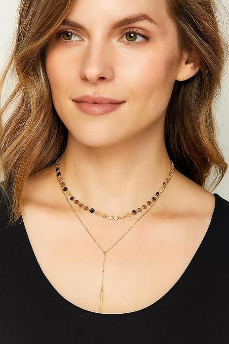 14K Gold Plated Y Necklace for Women – Dainty Lariat Long Pendant Chain, Layered Drop Necklace for V Neck Dress, Simple Sexy Cleavage Jewelry Gifts for Women