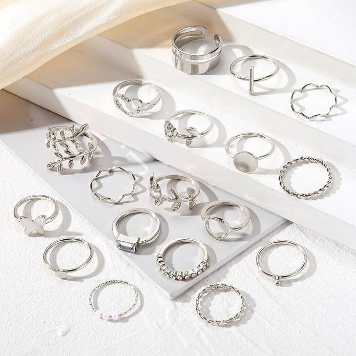 IFKM Gold Knuckle Rings Set For Women Vintage Stackable Joint Finger Midi Rings Dainty Cubic Zirconia Crystal Simple Twist Hollow Cute Rings Pack Jewelry Gift