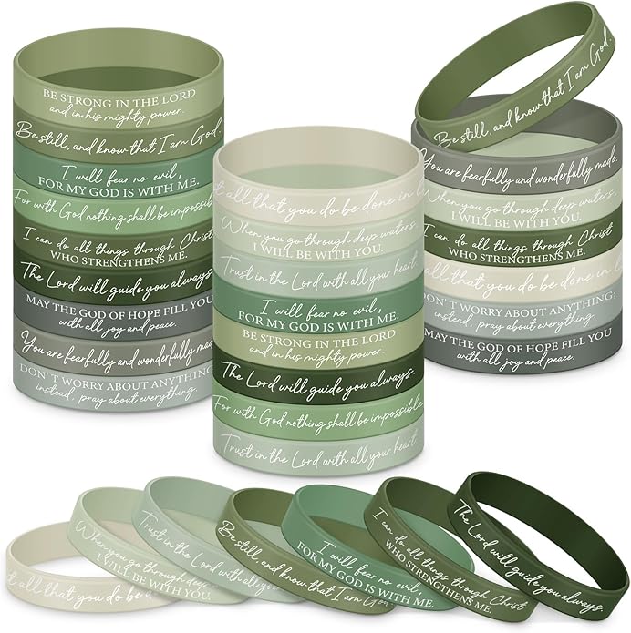 Ecation Bible Verses Bracelets Bulk Scripture Silicone Wristbands Inspirational Motivational Quote Rubber Wristbands Christian Bracelets for Easter Carnival Party Favors