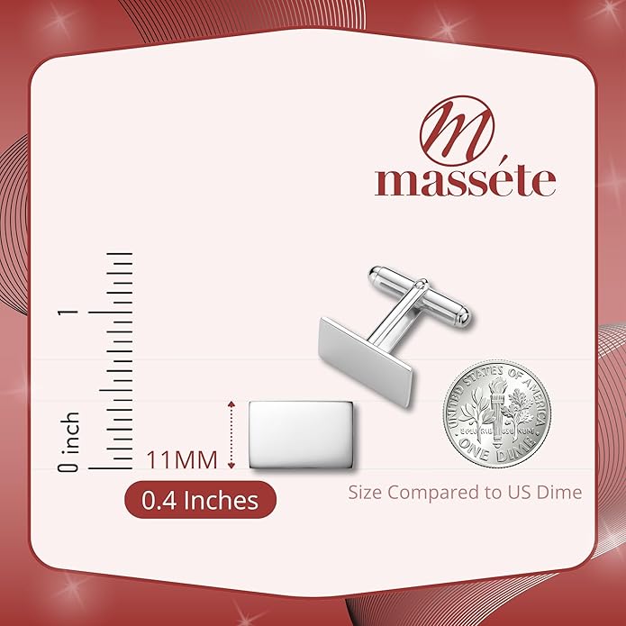 MASSETE Sterling Silver Cufflinks for Men Personalized with Engraved Initials or Name Gift for Men - Made in Italy
