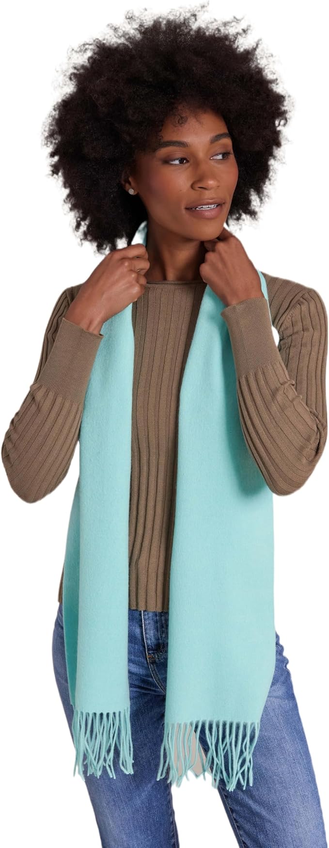Alashan Cashmere Ultra-Fine Merino Wool and Cashmere Blend Woven Scarf -Luxe fabric-Lightweight- 72" x 12"