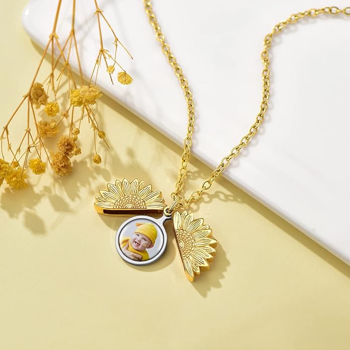 Supcare Locket Necklace That Holds Pictures-Engraved Photo Pendant Custom Jewellery Gifts for Men Women (with Jewellery Gift Box)