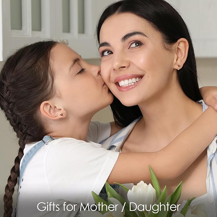 Earrings for Women, S925 Sterling Silver Rose Gold Birthstone Heart Studs Earring for Girlfriend Wife, Anniversary Birthday Christmas Valentines Mothers Day Gifts Jewelry for Women Wife Her Mom