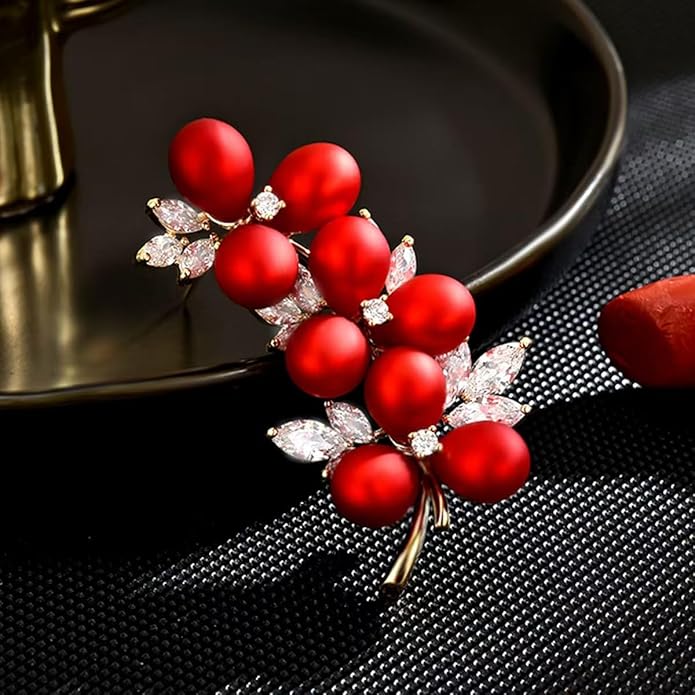 AILONMEI Red Rose Flower Brooches and Pins for Women Costume Jewelry Brooch Pins Broches Jewelry for Women Elegant Lady Pin