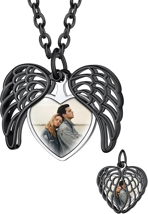Supcare Locket Necklace That Holds Pictures-Engraved Photo Pendant Custom Jewellery Gifts for Men Women (with Jewellery Gift Box)