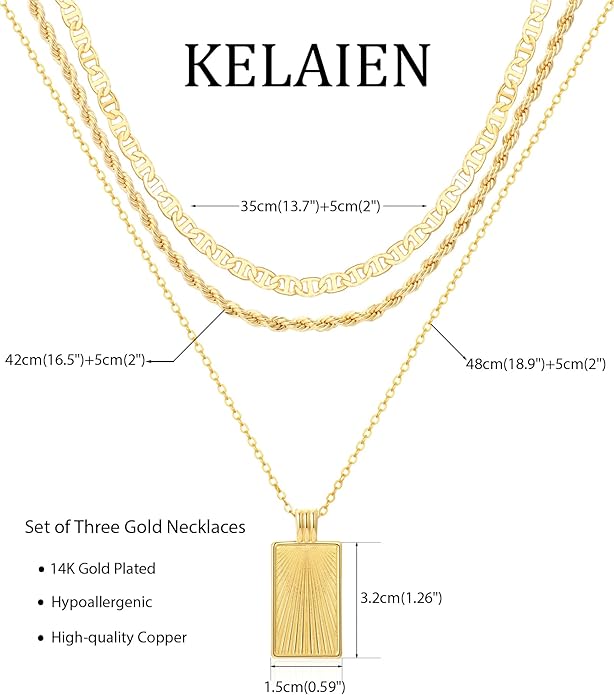 Layered Gold Silver Necklace for Women Non Tarnish,Dainty Choker Statement Chunky Necklace Stack Charm Pendant Chain Necklace Set 14K Gold Plated Long Stacked Womens Necklaces Trendy Jewelry Gift