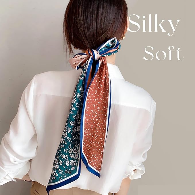 Dailyacc Hair Scarf for Women Fashion Silky Satin Headscarf Wrap Breathable Lightweight Neck Scarves For Handbag