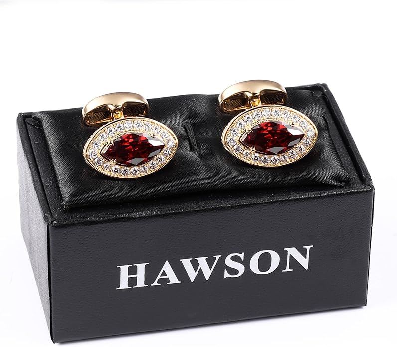 HAWSON Cufflinks for Men, Gold Diamond Crystal Cufflinks for Groom Husband Personalized Gifts, Mens Formal Wedding Business Cufflinks, Luxurious Gorgeous Cuff Links French Shirt Accessories