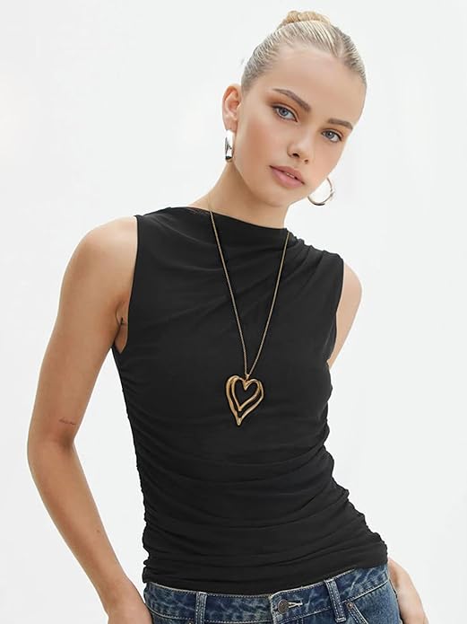 CANEVINKA 18K Gold Plated Pendant Long Chain Necklace Sweater Necklace Fashion Jewelry for Women