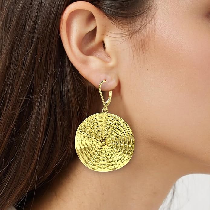 Silver Round Hoop Earrings for Women,18K Gold Hypoallergenic, Tarnish-Resistant, Vacation, Chunky & Gold Plated Dangle Earrings, Trendy Statement Jewelry Gift Idea
