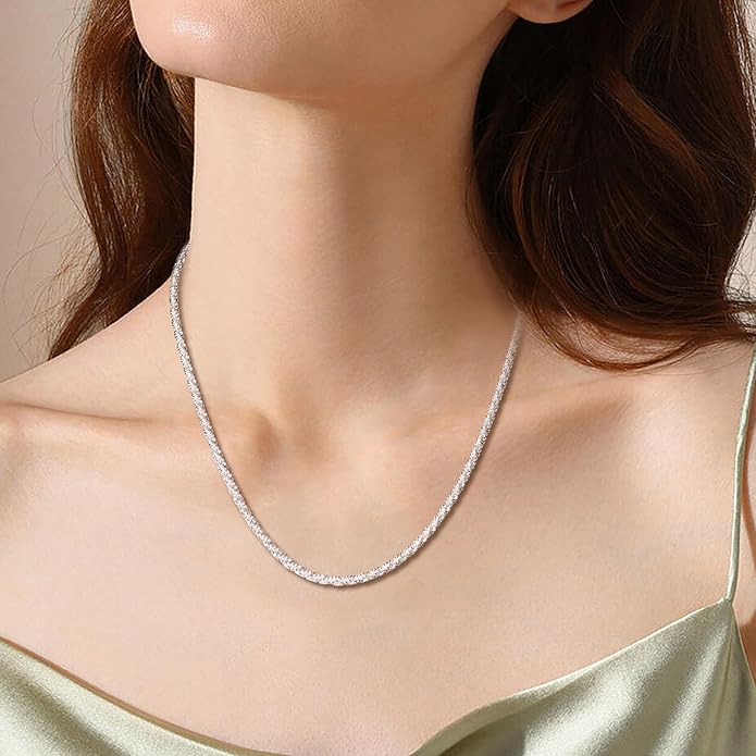925 Sterling Silver Singapore Chain Lobster Clasp Paperclip Necklace for Women Sparkling Chain 2mm2.5mm3mm4mm5mm Gifts for Her