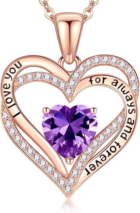 Vakki Birthstone Jewelry for Women Pendant Necklace 925 Sterling Silver Heart Necklace Birthday Gifts for Wife Daughter Girlfriend