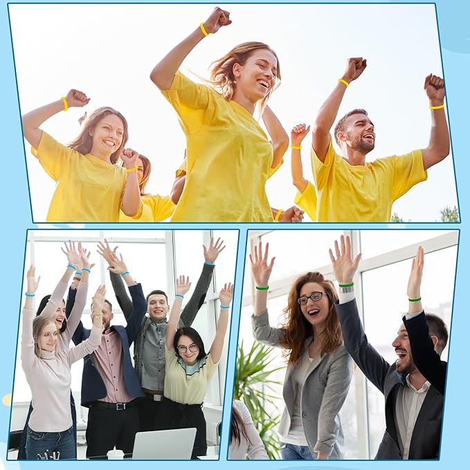 JUNEBRUSHS 24 Pcs Rubber Bracelets Assorted Green Silicone Wristbands for Women Men Teens Teacher Home Office Game Party Favor Gifts Supplies