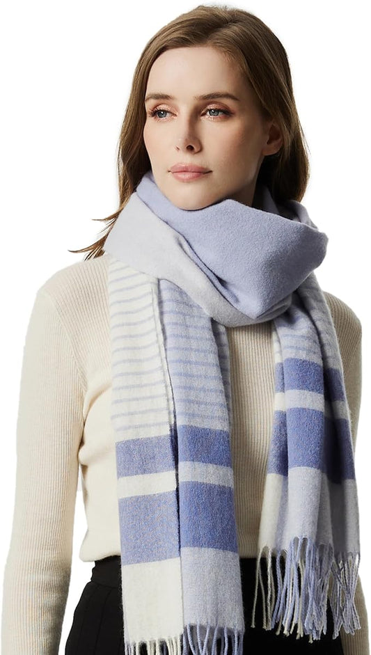 EURKEA 100% Cashmere 2025 Winter Scarf for Women Fringed Edges Warm & Soft Lightweight Solid/Plaid/Two-Tone Free Size