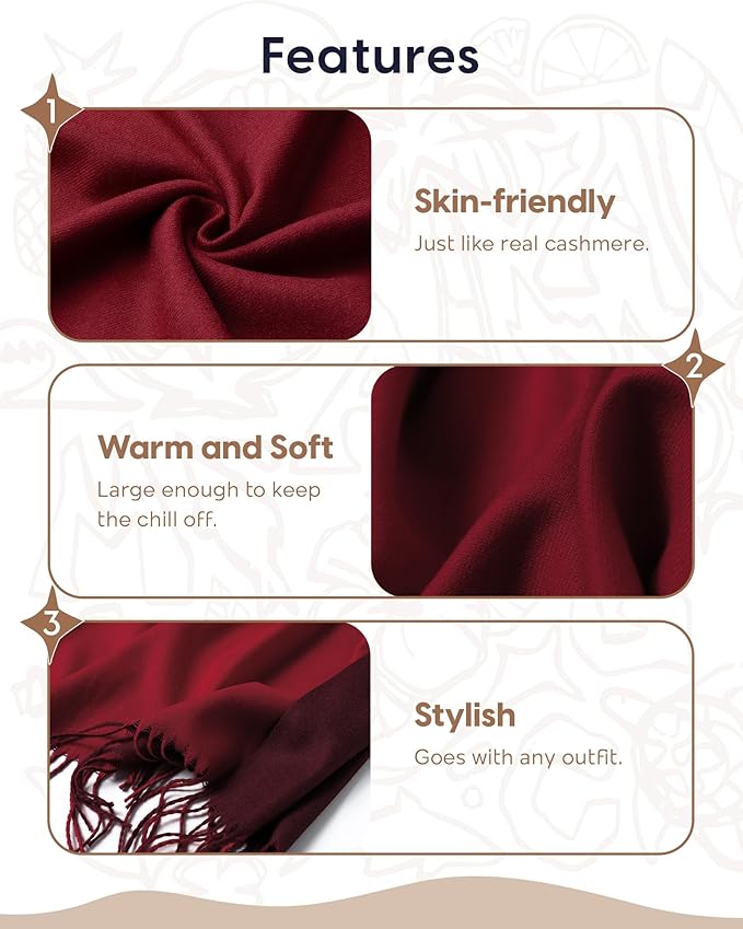 maamgic Women's Winter Scarf Soft Warm Scarf for Women Cozy Shawl Wraps for Women Lightweight Pashmina Style Wrap