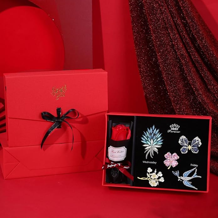 Brooch Set Gift Box for Women Rhinestone Zircon Animal Pin Christmas Birthday Holiday Gift for Wife Girlfriend Mother