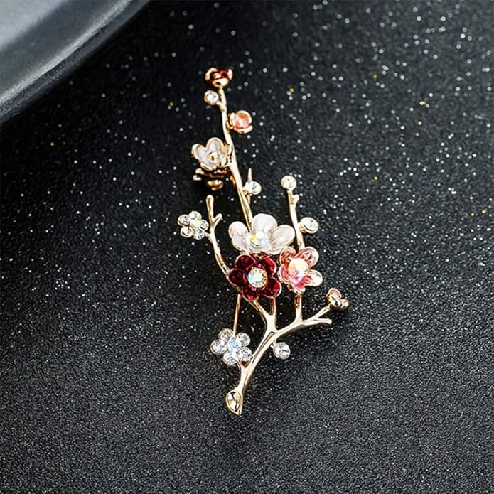 Crystal Pearl Flower Brooches Pins Fashion Beautiful Created Rhinestone Floral Brooch Good Idea for Party Dance Wedding Banquet for Elegant Women Girl