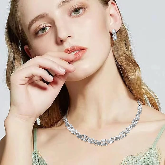 Gold Jewelry Sets for Women 18K Gold/Silver Filled Jewelry Necklace Set Wedding Bridal Fashion Jewelry Sets Women Accessories Bracelets Earrings and Rings Sweetheart Gifts