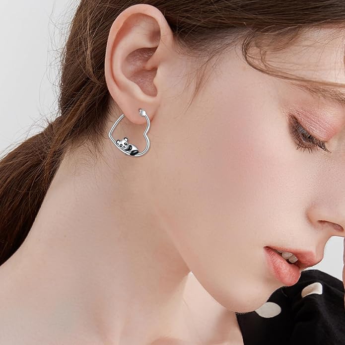 YFN Animal Earrings Sterling Silver Animal Heart Hoop Dangle Earrings Cute Jewelry Gifts for Women