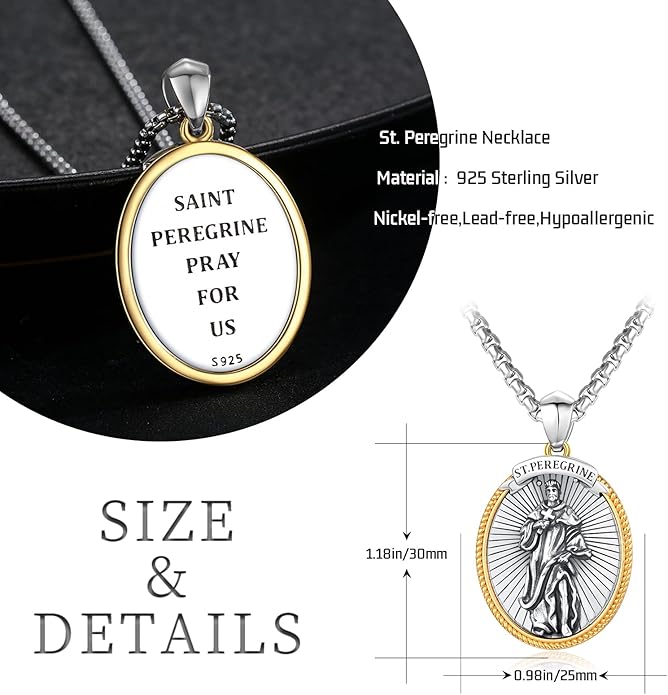 Taioiat Saint Necklace 925 Sterling Silver St Necklace Amulet Pendant Jewelry Religious Gift for Men Women