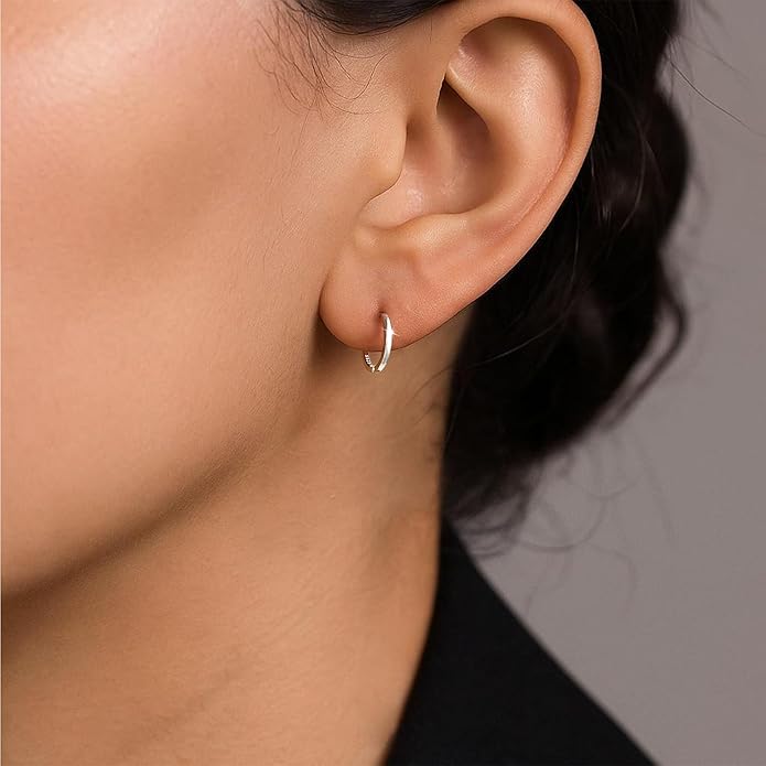 MOODEAR Valentines Day Gifts for Her 925 Sterling Silver Hoop Earrings - Small Huggie Earrings for Women, Hypoallergenic Trendy Cartilage Silver Earrings, Lightweight Jewelry