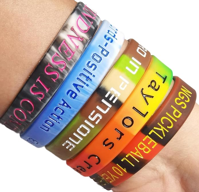 50 Custom Rubber Bracelets Personalized Silicone Wristbands Customized Bulk for Events, Support, Wedding, Awareness, Motivation Customizable