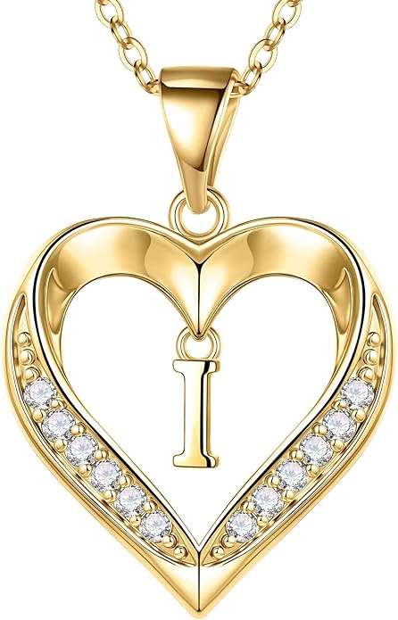 Turandoss Heart Initial Necklaces for Women - Dainty 14K Gold Plated CZ Heart Pendant Necklace with Tiny Letter A-Z, Non Tarnish Waterproof Trendy Jewelry Gifts for Mom Wife Girlfriend