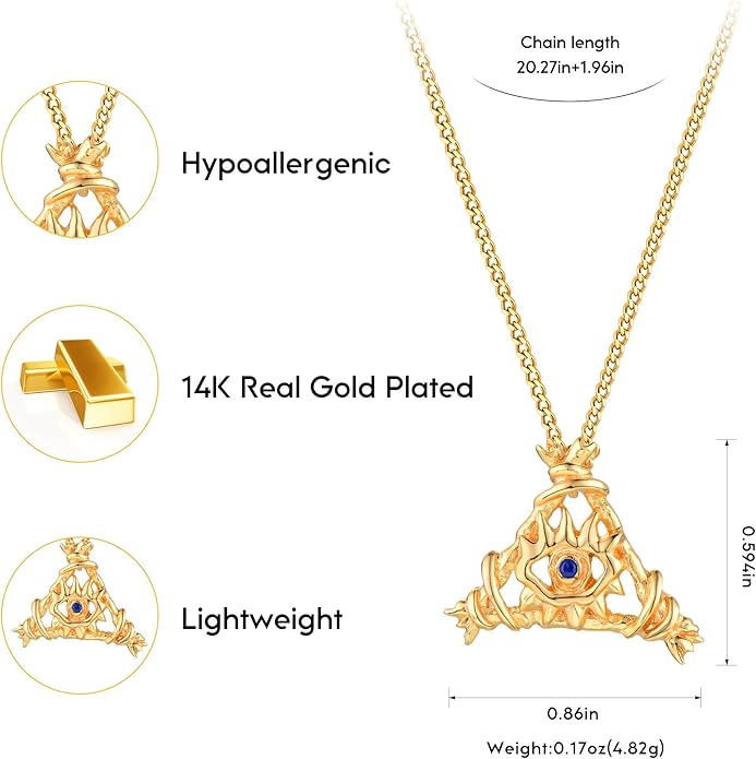 BENEIGE Gold Necklace for Women 14K Gold Plated Evil Eye Necklace Trendy Gold Pendant Necklace Jewelry For Women