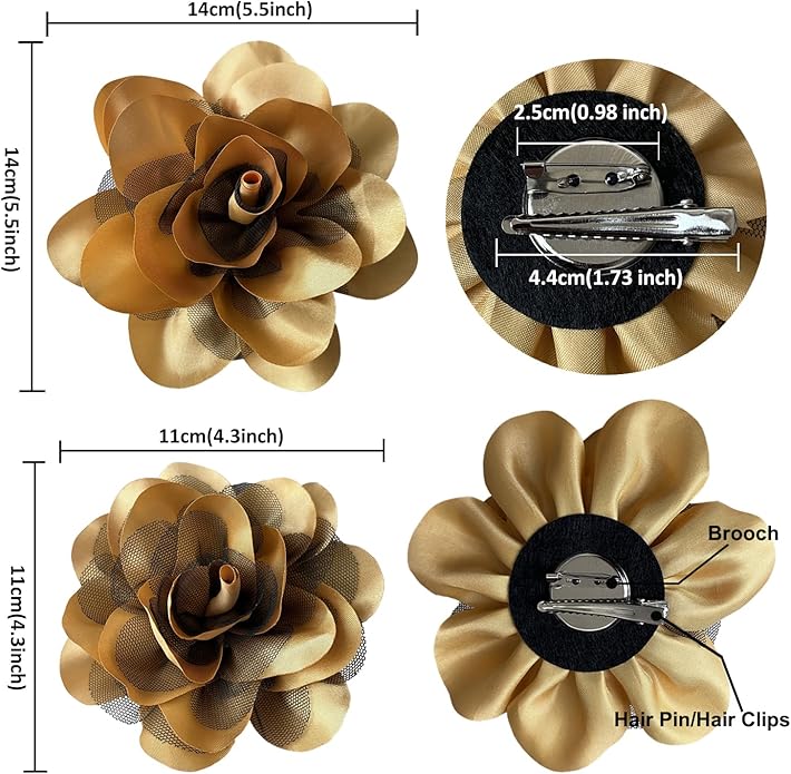 Women's Brooches 4pcs Rose Flower Hair Clip Flamenco Dancer Pin up Mexican Hair Flowers Clips Hairpin Brooch Tea Party Hats Headpieces