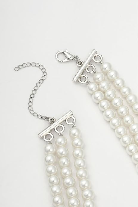 BABEYOND Round Imitation Pearl Necklace Vintage Multi Strands Necklace 20s Flapper Necklace for Party
