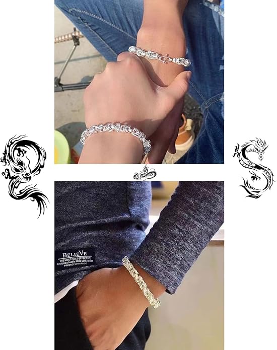 Italian Handmade Sterling Silver Mens Bracelets | Solid S925 Chain Bracelets for Men | Men's Silver Bracelet Gift for Dad, Boyfriend, Son, My Man