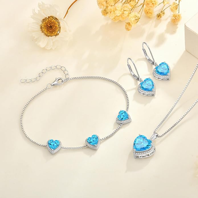 Love Heart Bracelet 925 Sterling Silver Halo Heart Birthstone Bracelet Jewelry Gifts for Women