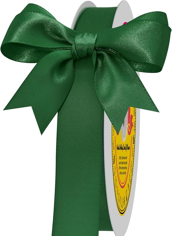 LEEQE Forest Green Satin Ribbon 7/8 inch X 100 Yards Polyester Ribbon for Gift Wrapping Very Suitable for Weddings Party Hair Bow Invitation Decorations and More